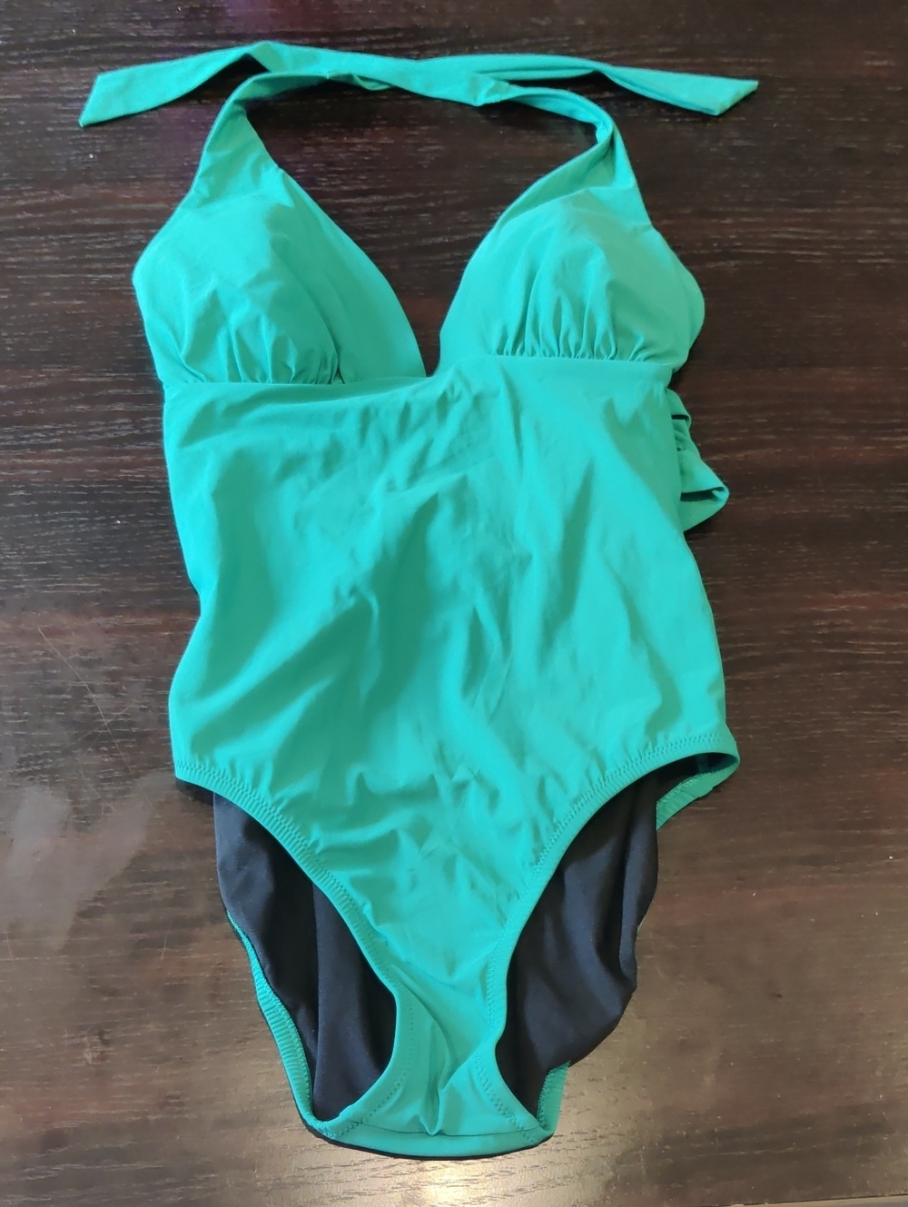 Lands' End Teal Green Halter One-Piece Swimsuit